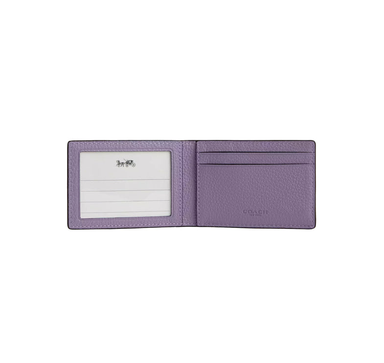 Coach Women's Compact Billfold In Colorblock Black Antique Nickel/Bright Green/Light Violet