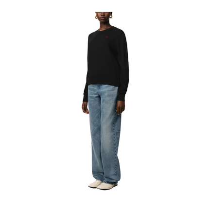 AMI Alexandre Mattiussi Unisex Wool Ami de Coeur Crew Neck Sweater Black