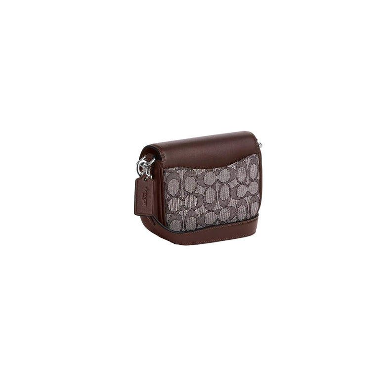 Coach Women's Amelia Saddle Bag In Signature Jacquard Silver/Oak/Maple