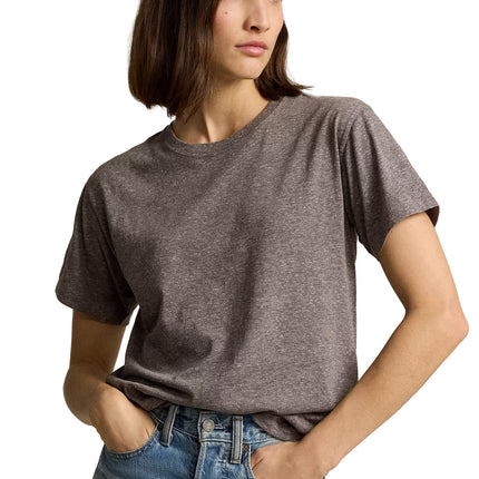 Polo Ralph Lauren Women's Cotton Blend Jersey Crewneck Tee Heather Grey