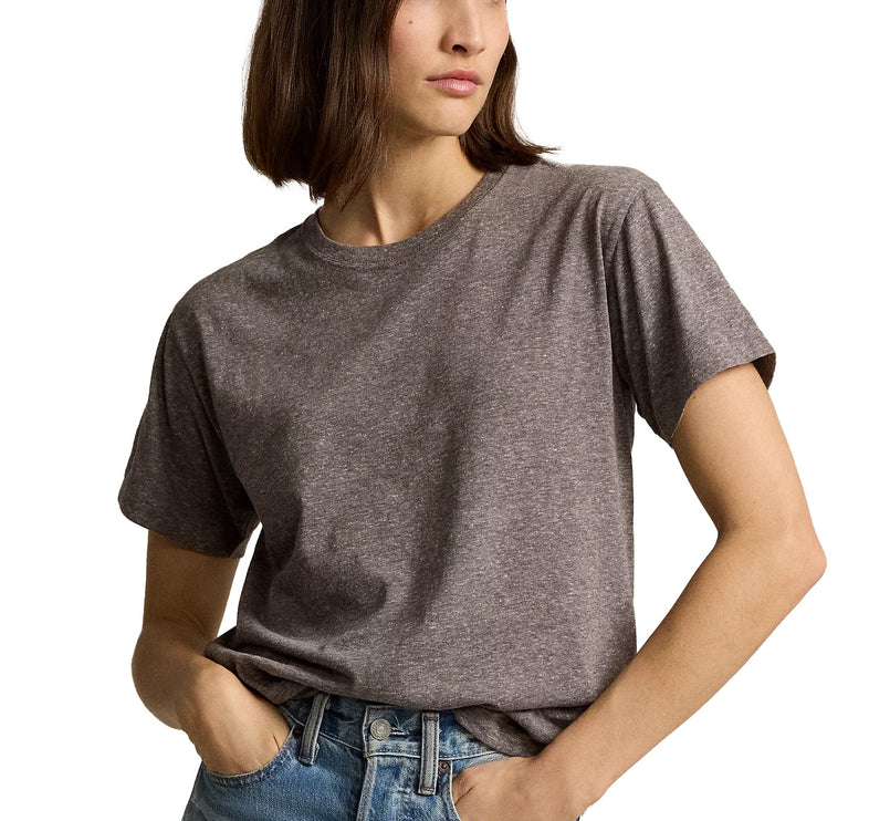 Polo Ralph Lauren Women's Cotton Blend Jersey Crewneck Tee Heather Grey