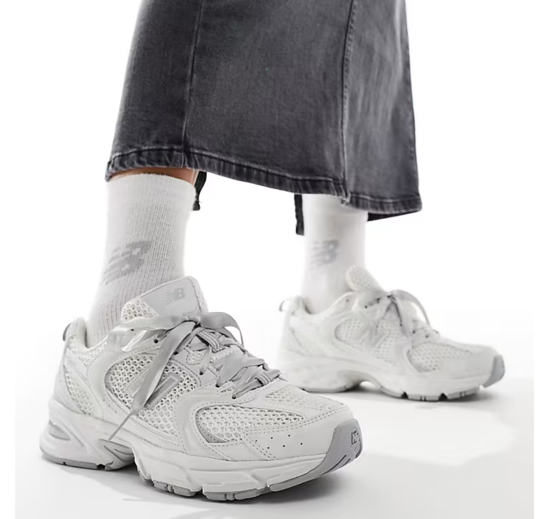 New Balance 530 Silver With Ribbon Laces