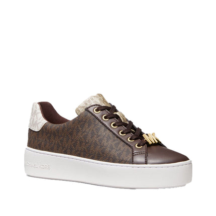 Michael Kors Women's Poppy Color Block Logo Sneaker Brown - Ready to Ship