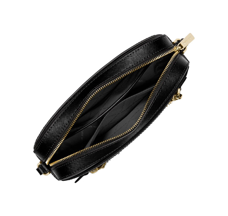 Michael Kors Women's Jet Set Large Saffiano Leather Crossbody Bag Gold/Black