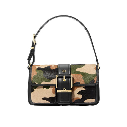 Michael Kors Women's Colby Medium Camouflage Print Calf Hair Shoulder Bag Smoky Olive Multi