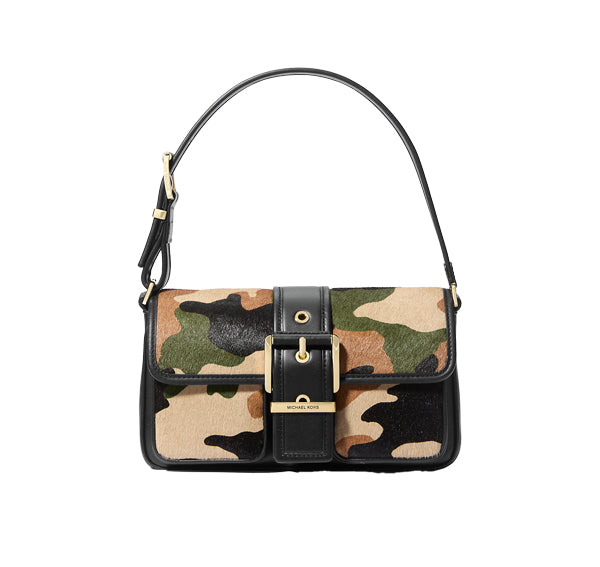 Michael Kors Women's Colby Medium Camouflage Print Calf Hair Shoulder Bag Smoky Olive Multi