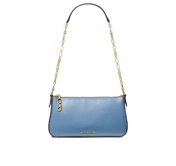 Michael Kors Women's Empire Medium Leather Chain Link Pochette French Blue