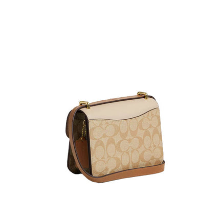 Coach Women's Morgan Square Crossbody In Blocked Signature Canvas Gold/Light Khaki/Khaki Multi