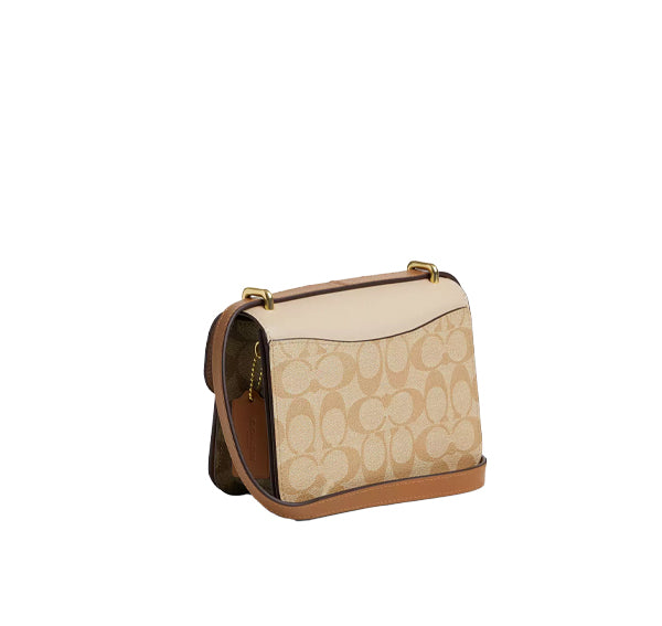 Coach Women's Morgan Square Crossbody In Blocked Signature Canvas Gold/Light Khaki/Khaki Multi