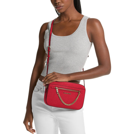 Michael Kors Women's Jet Set Large Saffiano Leather Crossbody Bag Bright Red