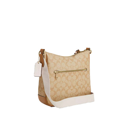 Coach Women's Ellie File Bag In Signature Canvas With Stripe Gold/Light Khaki/Chalk Lt Saddle