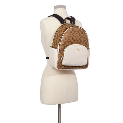 Coach Women's Court Backpack In Signature Canvas Khaki Chalk