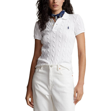 Polo Ralph Lauren Women's Cable Knit Polo Shirt White