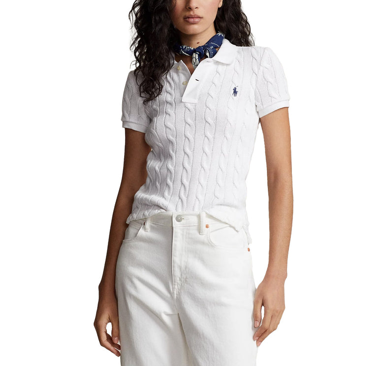 Polo Ralph Lauren Women's Cable Knit Polo Shirt White