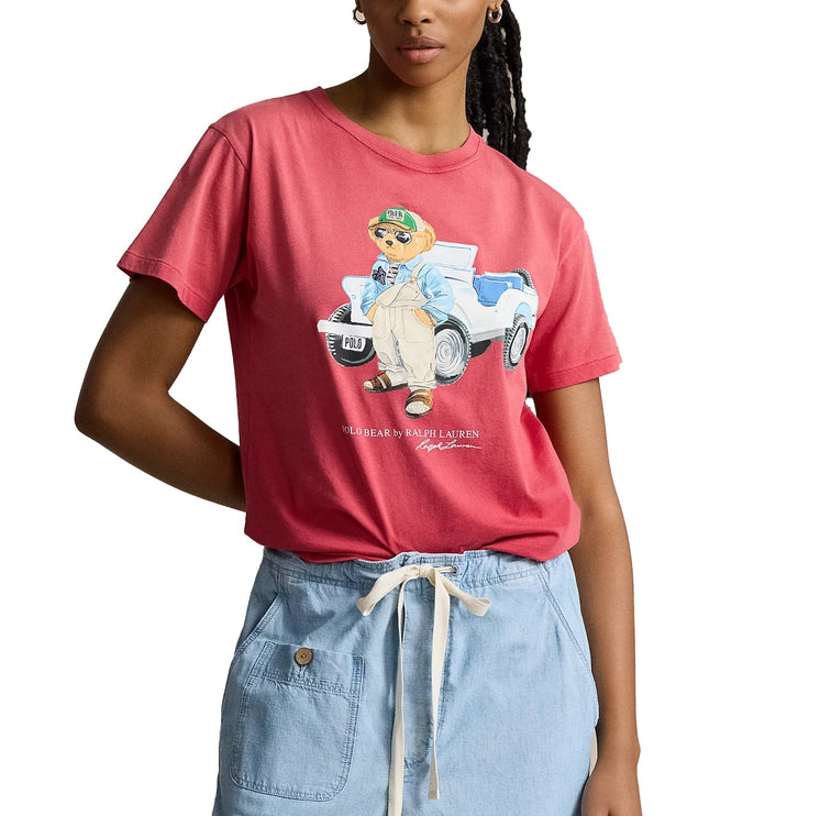 Polo Ralph Lauren Women's Polo Bear Cotton Jersey Tee Sunrise Red