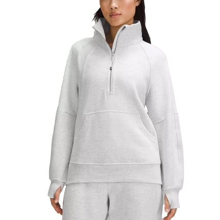 lululemon Women's Scuba Oversized Funnel Neck Half Zip Long Heathered Core Ultra Light Grey