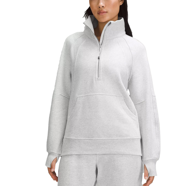 lululemon Women's Scuba Oversized Funnel Neck Half Zip Long Heathered Core Ultra Light Grey