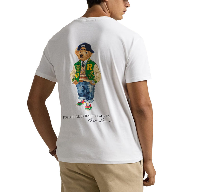 Polo Ralph Lauren Men's Classic Fit Polo Bear Jersey T-Shirt White Vrsy Bear