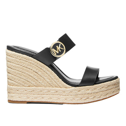 Michael Kors Women's Lucinda Leather Wedge Sandal Black