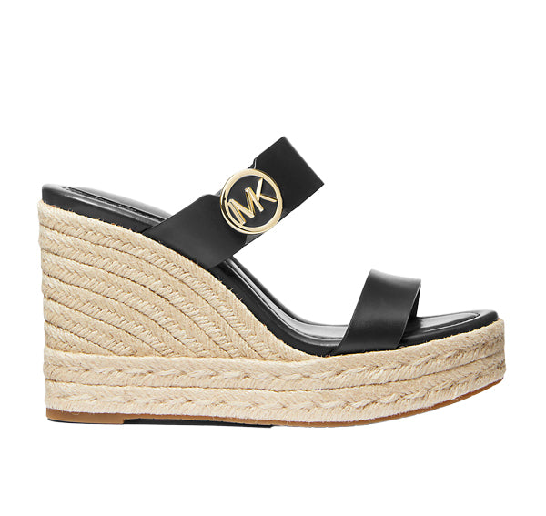 Michael Kors Women's Lucinda Leather Wedge Sandal Black