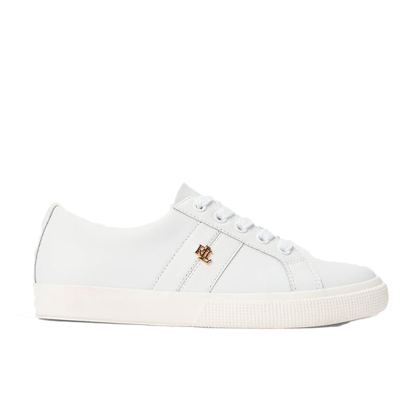 Polo Ralph Lauren Women's Janson II Action Leather Sneaker RL White - Ready to Ship