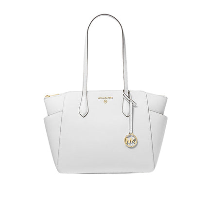 Michael Kors Women's Marilyn Medium Saffiano Leather Tote Bag Optic White