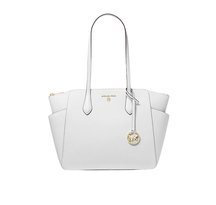 Michael Kors Women's Marilyn Medium Saffiano Leather Tote Bag Optic White