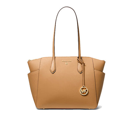 Michael Kors Women's Marilyn Medium Saffiano Leather Tote Bag Pale Peanut