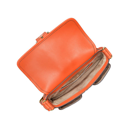 Michael Kors Women's Colby Medium Leather Shoulder Bag Optic Orange