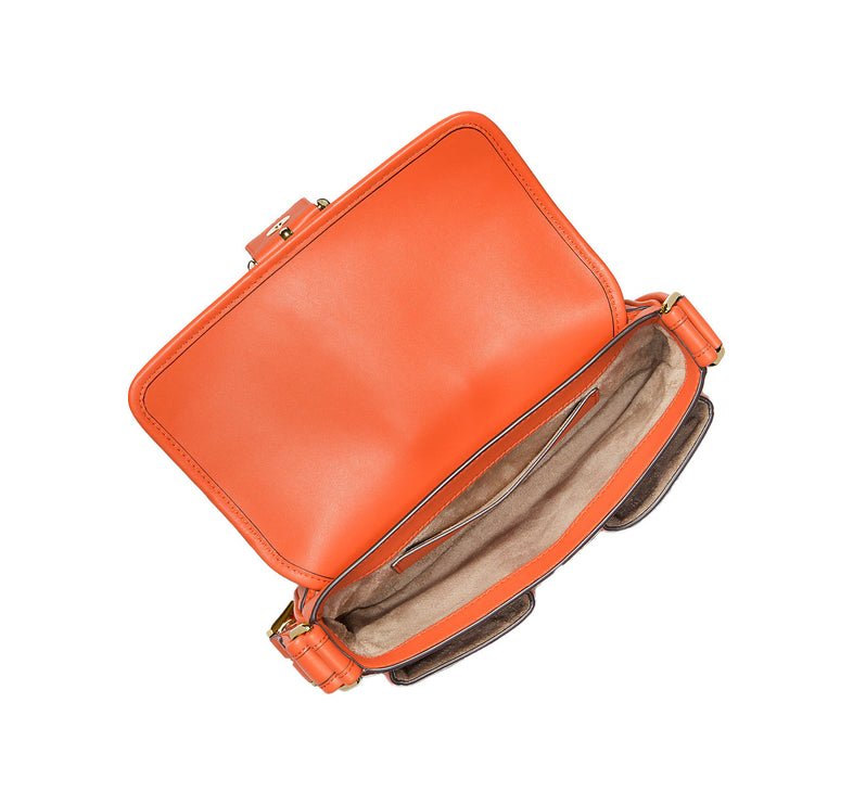 Michael Kors Women's Colby Medium Leather Shoulder Bag Optic Orange