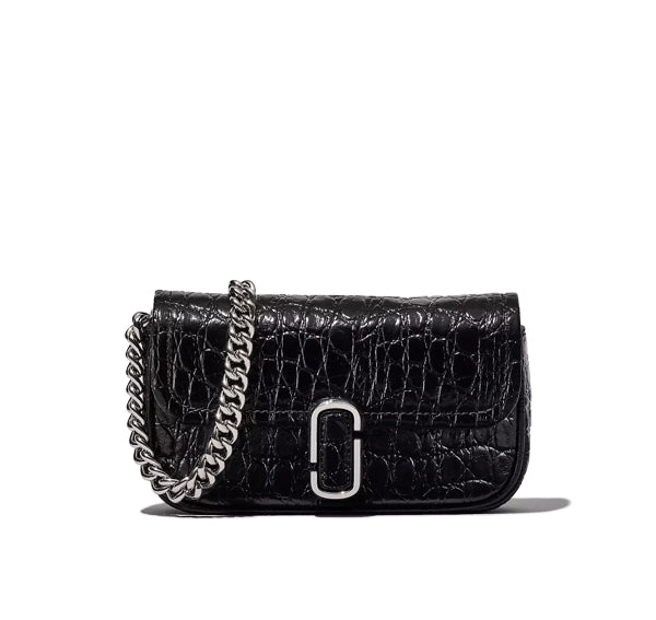 Marc Jacobs Women's The Croc Embossed J Marc Mini Bag Black/Silver