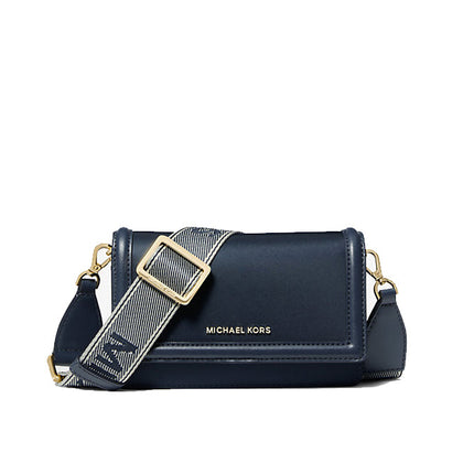 Michael Kors Women's Jet Set Small Nylon Gabardine Smartphone Crossbody Bag Navy