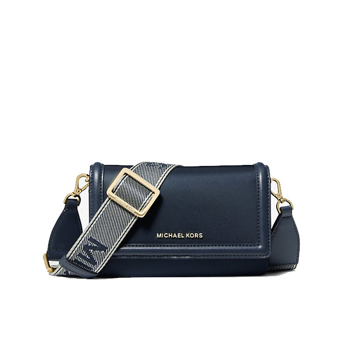 Michael Kors Women's Jet Set Small Nylon Gabardine Smartphone Crossbody Bag Navy