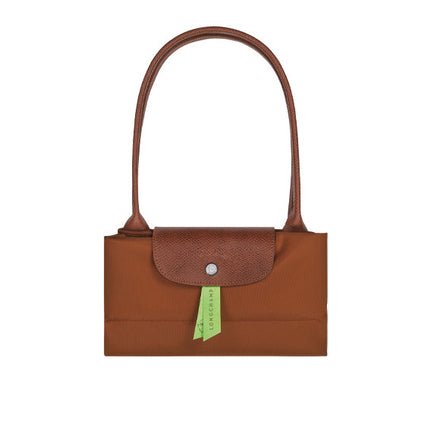 Longchamp Women's Le Pliage Green L Tote Bag Cognac Recycled Canvas