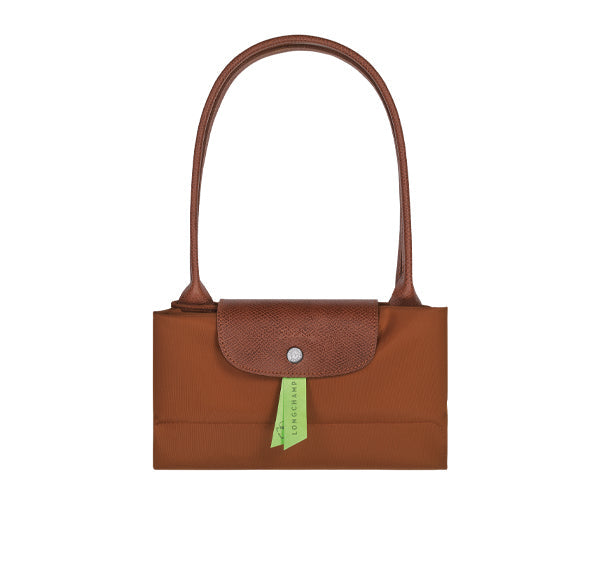 Longchamp Women's Le Pliage Green L Tote Bag Cognac Recycled Canvas