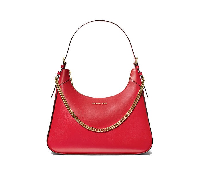 Michael Kors Women's Wilma Large Leather Shoulder Bag Bright Red