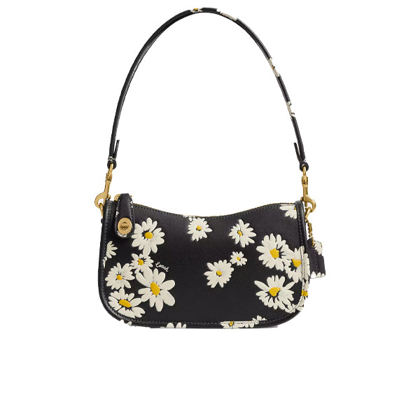 Coach Women's Swinger Bag 20 With Floral Print Brass/Black Multi