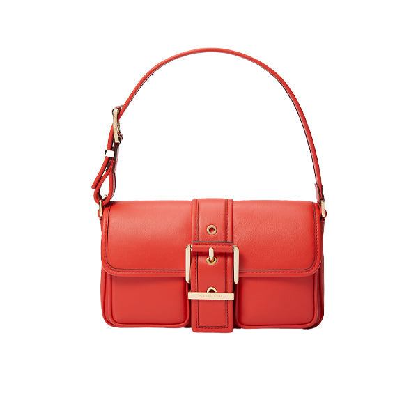 Michael Kors Women's Colby Medium Leather Shoulder Bag Spiced Coral