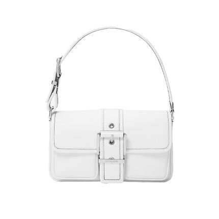 Michael Kors Women's Colby Medium Leather Shoulder Bag Optic White