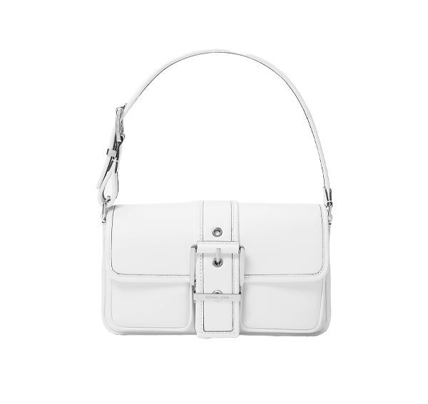 Michael Kors Women's Colby Medium Leather Shoulder Bag Optic White