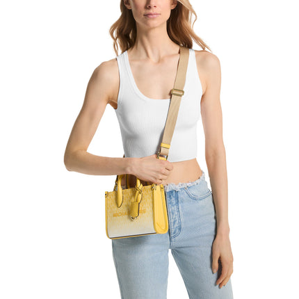 Michael Kors Women's Mirella Extra Small Ombré Logo Crossbody Bag Golden Yellow