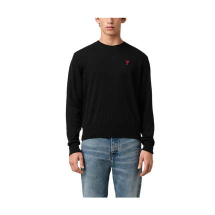 AMI Alexandre Mattiussi Unisex Wool Ami de Coeur Crew Neck Sweater Black