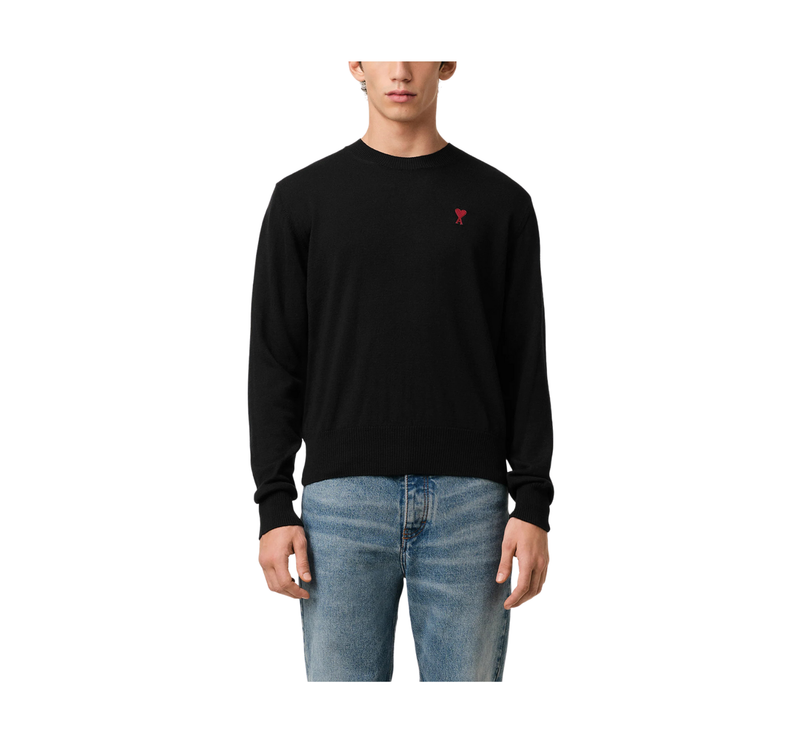 AMI Alexandre Mattiussi Unisex Wool Ami de Coeur Crew Neck Sweater Black