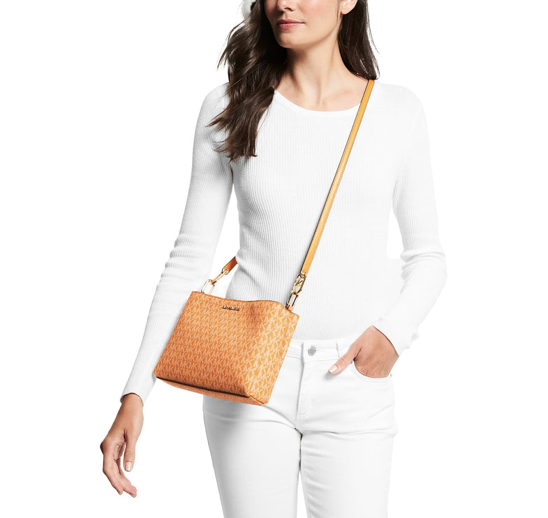 Michael Kors Women's Trisha Medium Logo Crossbody Bag Gold/Honeycomb Multi