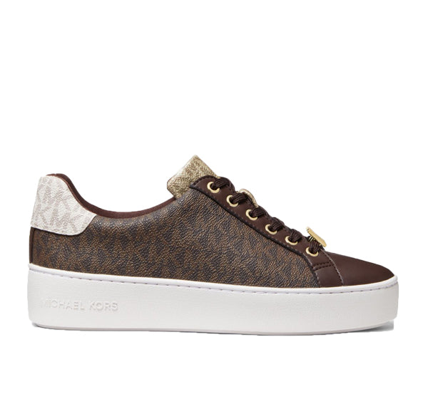 Michael Kors Women's Poppy Color Block Logo Sneaker Brown