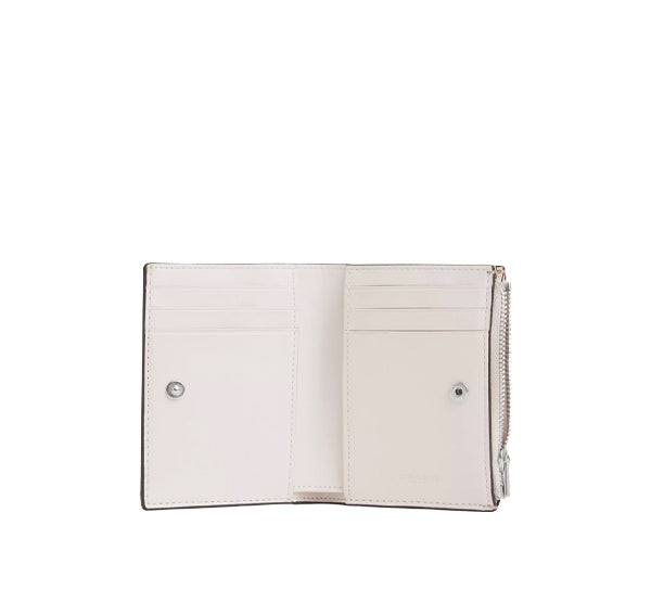 Coach Women's Bifold Wallet In Signature Canvas Silver/Light Khaki/Chalk