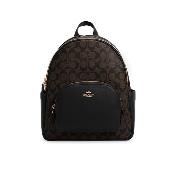 Coach Women's Court Backpack In Signature Canvas Gold/Brown Black