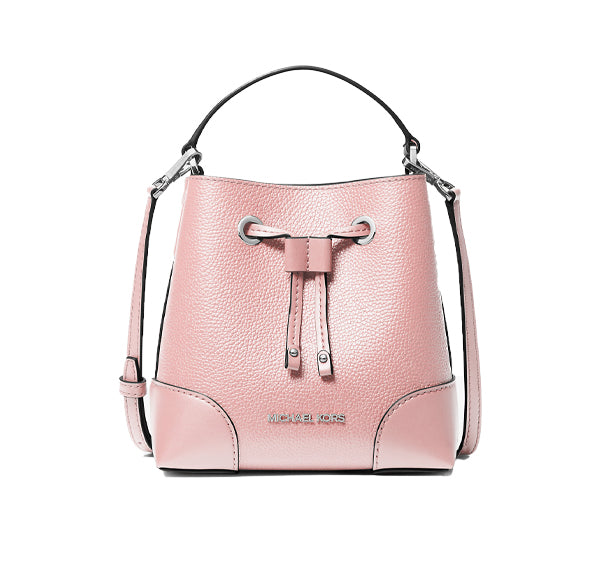 Michael Kors Women's Mercer Small Pebbled Leather Bucket Bag Powder Blush