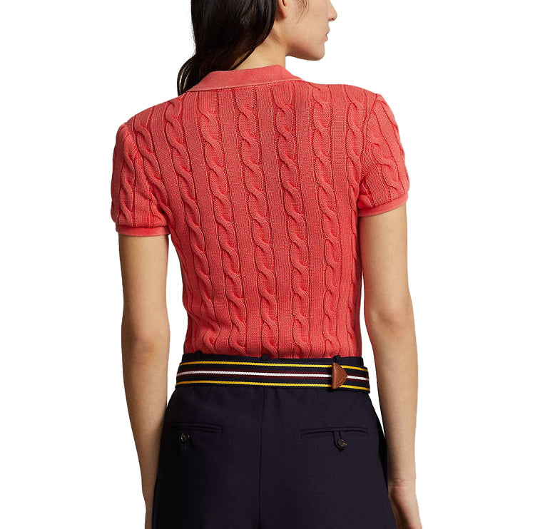 Polo Ralph Lauren Women's Cable Knit Polo Shirt Red