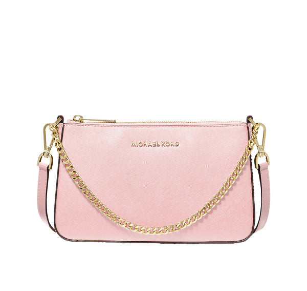 Michael Kors Women's Jet Set Medium Saffiano Leather Crossbody Bag Powder Blush